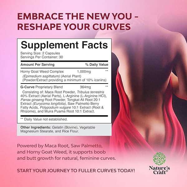 G-Curve Butt and Breast Growth Capsules - Horny Goat Weed Muira Puama & Maca Root for Butt Growth Support - Advanced Herbal Formula - Supports Bigger Butt & Bigger Breast - Easy to Swallow - 60 Count - Image 6