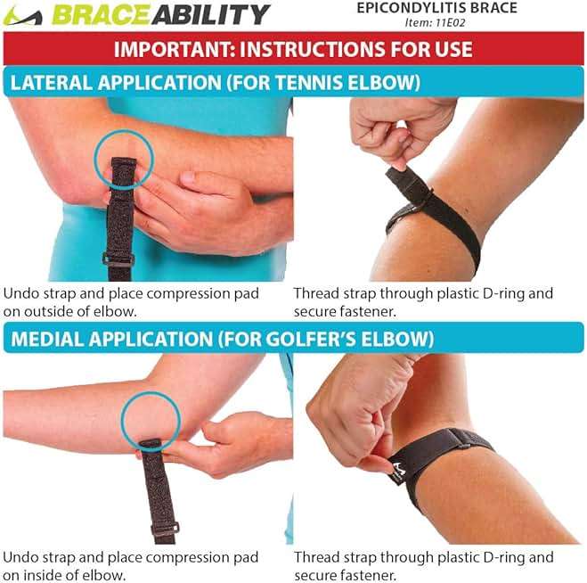 BraceAbility Epicondylitis Brace | Elbow Strap for Medial/Lateral Epicondyle Pain and Tendonitis Arm Compression Support Band for Men or Women (One Size Fits Most) - Image 8