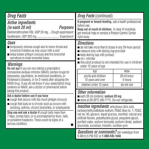 Robitussin Cough and Chest Congestion DM, Cough Suppressant and Expectorant, Raspberry Flavor - 8 Fl Oz Bottle - Image 6
