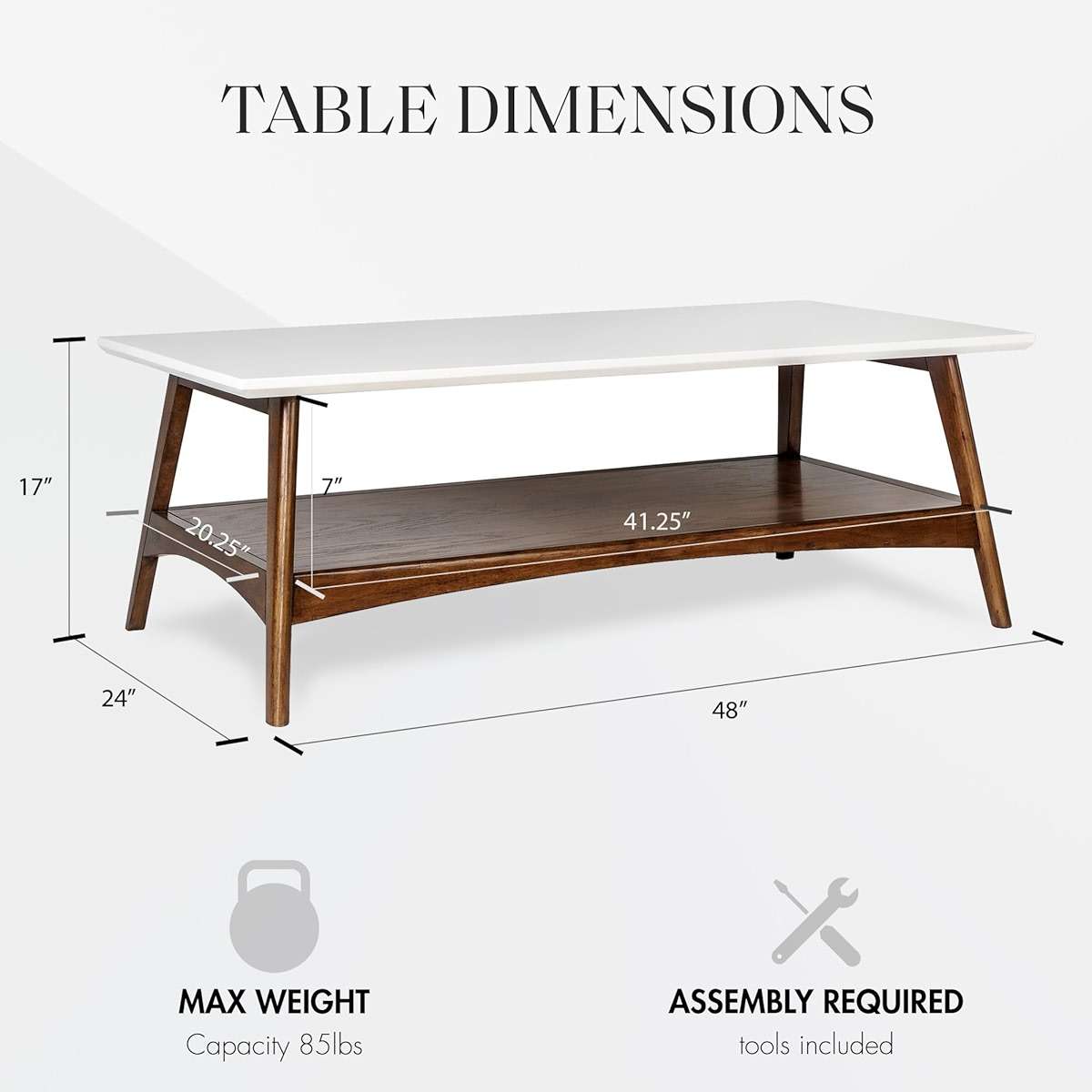 Madison Park Rectangular Wood Coffee Table With Solid Wood Frame & Legs, Living Room Coffee Tables With Storage Shelf, Accent Furniture For Living Room, Minimalist Decor - Off-White / Pecan Parker - Image 3