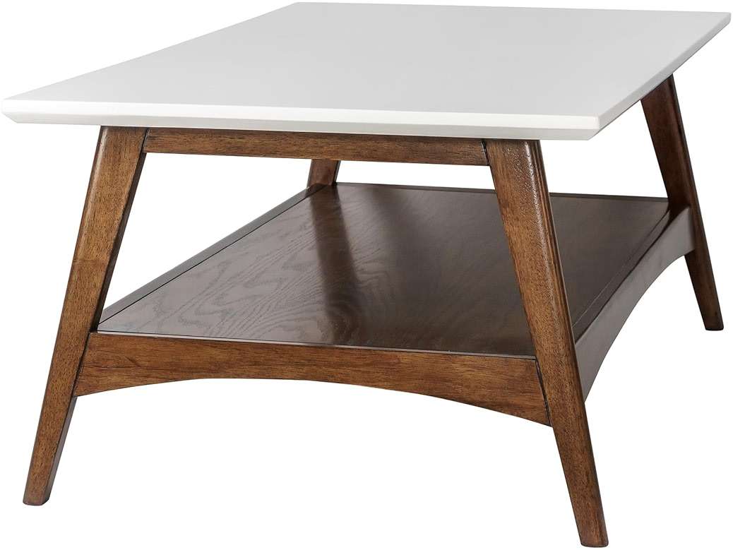 Madison Park Rectangular Wood Coffee Table With Solid Wood Frame & Legs, Living Room Coffee Tables With Storage Shelf, Accent Furniture For Living Room, Minimalist Decor - Off-White / Pecan Parker - Image 6