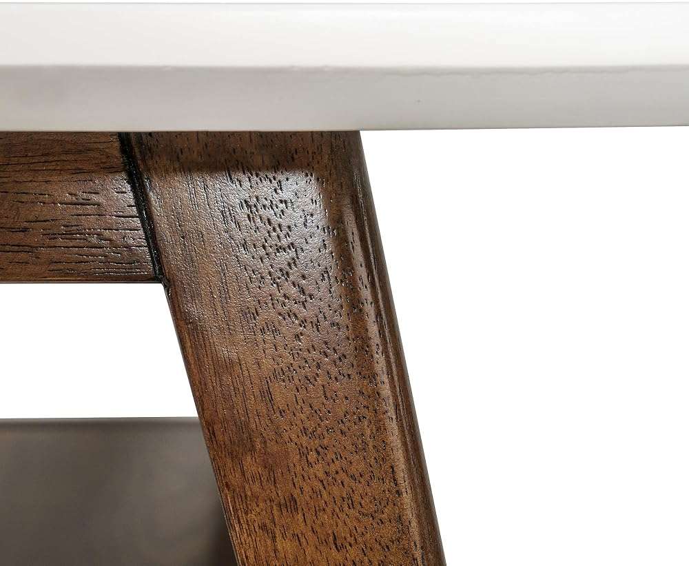 Madison Park Rectangular Wood Coffee Table With Solid Wood Frame & Legs, Living Room Coffee Tables With Storage Shelf, Accent Furniture For Living Room, Minimalist Decor - Off-White / Pecan Parker - Image 7