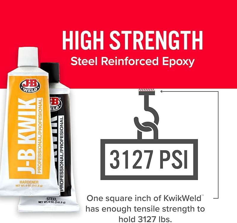 J-B Weld 8271 KwikWeld Professional Size Steel Reinforced Epoxy Twin Pack - 10 oz. - Image 3