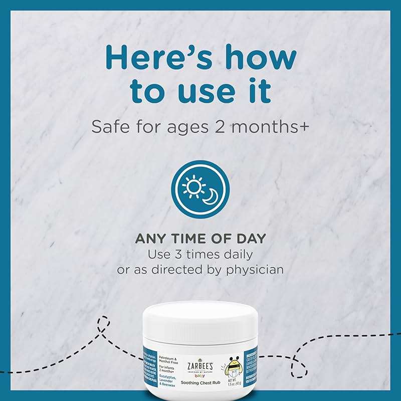 Zarbee's Baby Soothing Chest Rub with Eucalyptus & Lavender, Petroleum-Free Safe and Effective Formula, 1.5 Ounce - Image 8