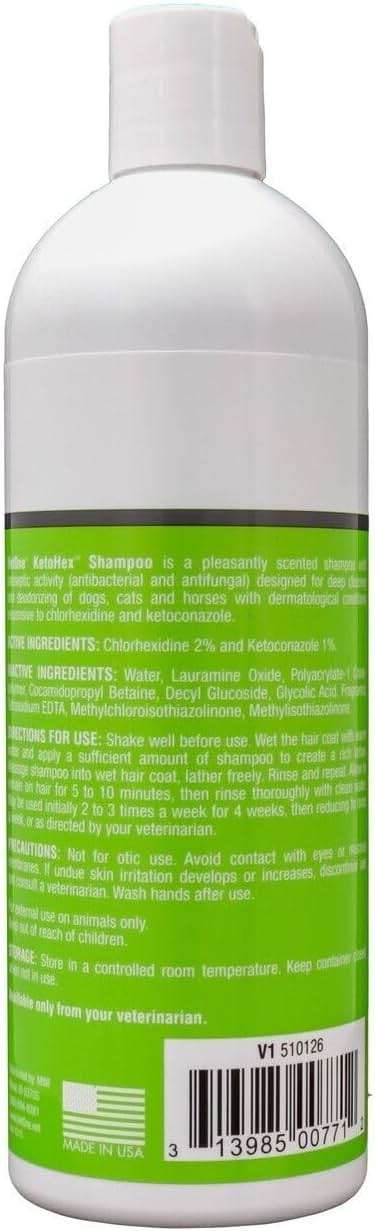 KetoHex Cat and Dog Shampoo - 16 oz Anti Bacterial Cat & Dog Flea And Tick Treatment, For Sensitive Skin Infections & Lesions, Protects & Moisturizes, Antifungal Treatment For Dogs & Cats - VetOne - Image 3