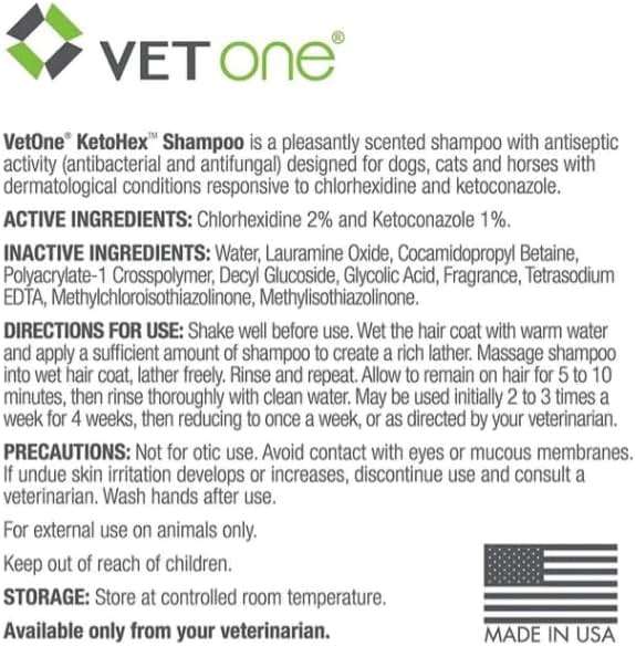 KetoHex Cat and Dog Shampoo - 16 oz Anti Bacterial Cat & Dog Flea And Tick Treatment, For Sensitive Skin Infections & Lesions, Protects & Moisturizes, Antifungal Treatment For Dogs & Cats - VetOne - Image 10
