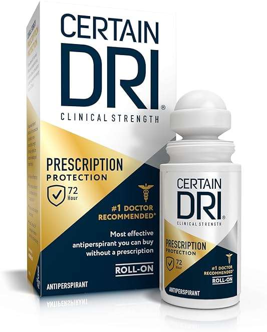 Certain Dri Prescription Strength Clinical Antiperspirant Roll-On - 72-Hour Sweat & Odor Protection for Excessive Sweating & Hyperhidrosis - 15% Aluminum Chloride - Fragrance-Free - 1.2 fl oz - Image 1