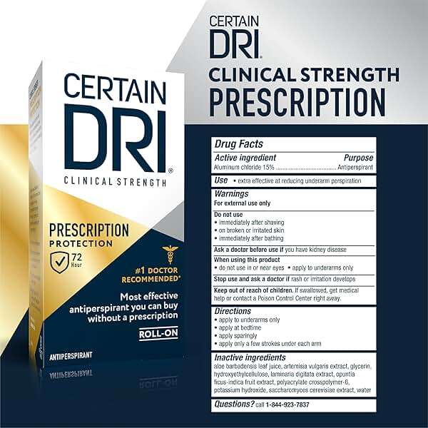 Certain Dri Prescription Strength Clinical Antiperspirant Roll-On - 72-Hour Sweat & Odor Protection for Excessive Sweating & Hyperhidrosis - 15% Aluminum Chloride - Fragrance-Free - 1.2 fl oz - Image 6