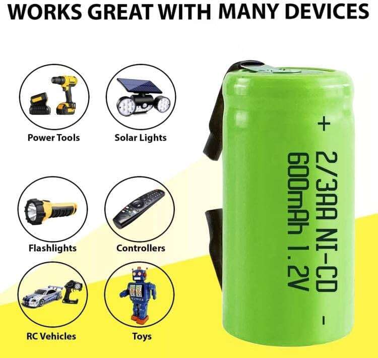 Odstore AA Ni-Cd 1.2V 2/3AA 600mAh Rechargeable Battery - 6pcs Green - Image 4