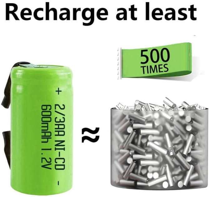 Odstore AA Ni-Cd 1.2V 2/3AA 600mAh Rechargeable Battery - 6pcs Green - Image 5