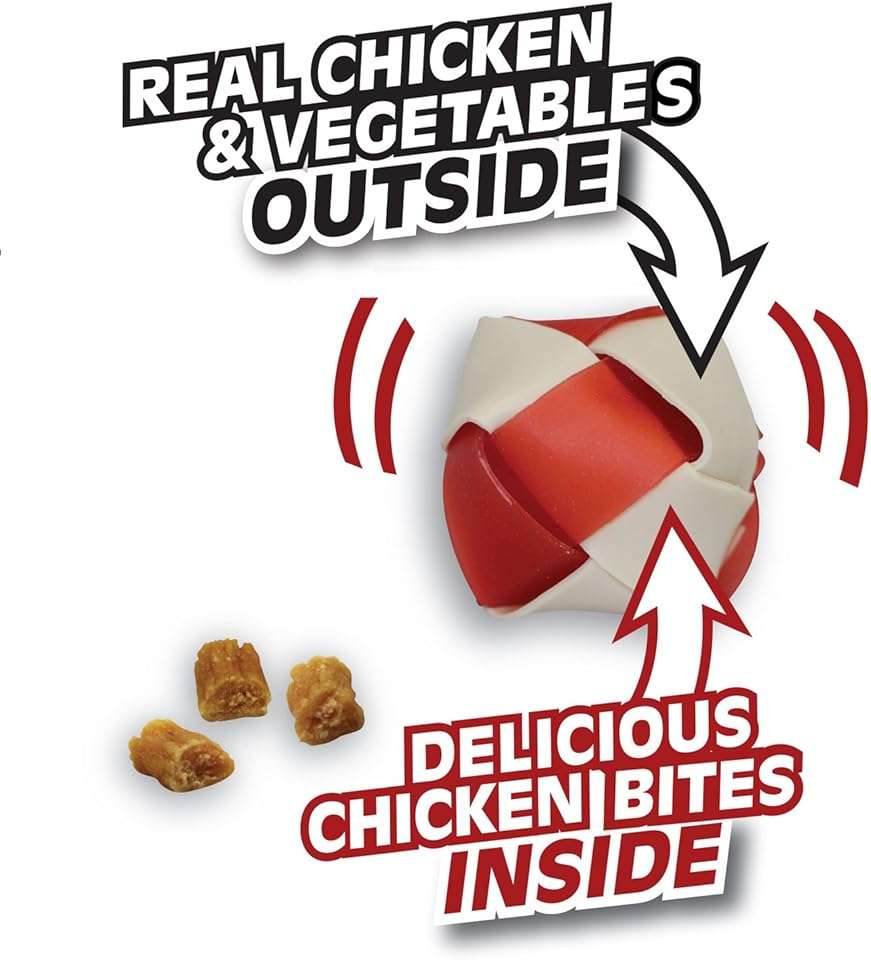 DreamBone Chicken RattleBall Dog Treats, Daily Rawhide-Free Chew, Digests Safely, With Real Protein, Chicken and Veggies, 14 count - Image 3