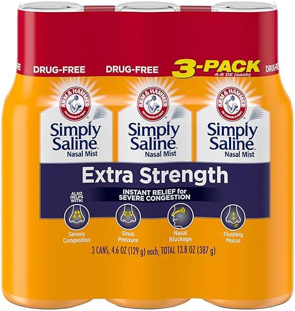 Simply Saline Extra Strength for Severe Congestion Relief Nasal Mist: 4.6oz 3-Pack - Image 1
