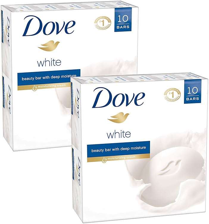 Dove Beauty Bar More Moisturizing than Bar Soap White Effectively Washes Away Bacteria, Nourishes Your Skin 3.75 oz 20 Bars - Image 1