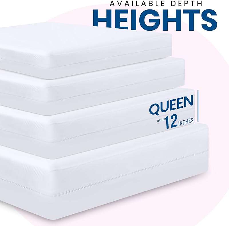 Utopia Bedding Premium Waterproof Bed Bug Mattress Cover, Queen Zippered Mattress Protector, 12 Inches Deep, Dust Mite Proof 6-Sided Mattress Encasement for Bed - Image 4