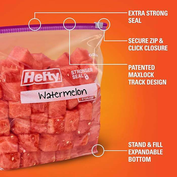 Hefty Slider Kitchen Storage Bags, Gallon Size, Zipper Closure, 66 Count - Image 5