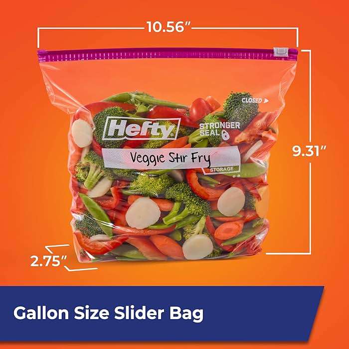 Hefty Slider Kitchen Storage Bags, Gallon Size, Zipper Closure, 66 Count - Image 6
