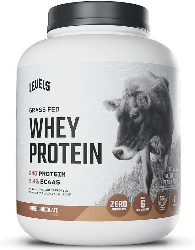 Levels Grass Fed Whey Protein Powder, No Artificials, 24G of Protein, Pure Chocolate, 5LB - Image 1