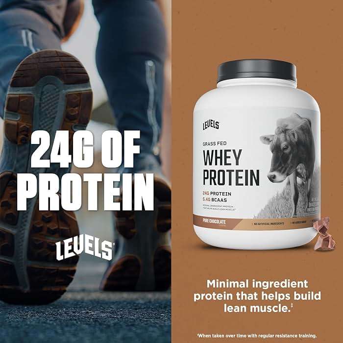 Levels Grass Fed Whey Protein Powder, No Artificials, 24G of Protein, Pure Chocolate, 5LB - Image 4