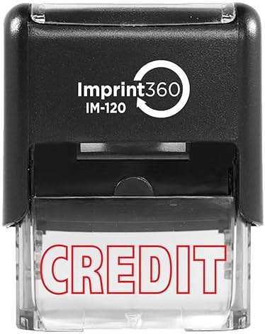 Supply360 AS-IMP1040 - Credit, Outlined Text, Heavy Duty Commerical Quality Self-Inking Rubber Stamp, Red Ink, 9/16" x 1-1/2" Impression Size, Laser Engraved for Clean, Precise Imprints - Image 1