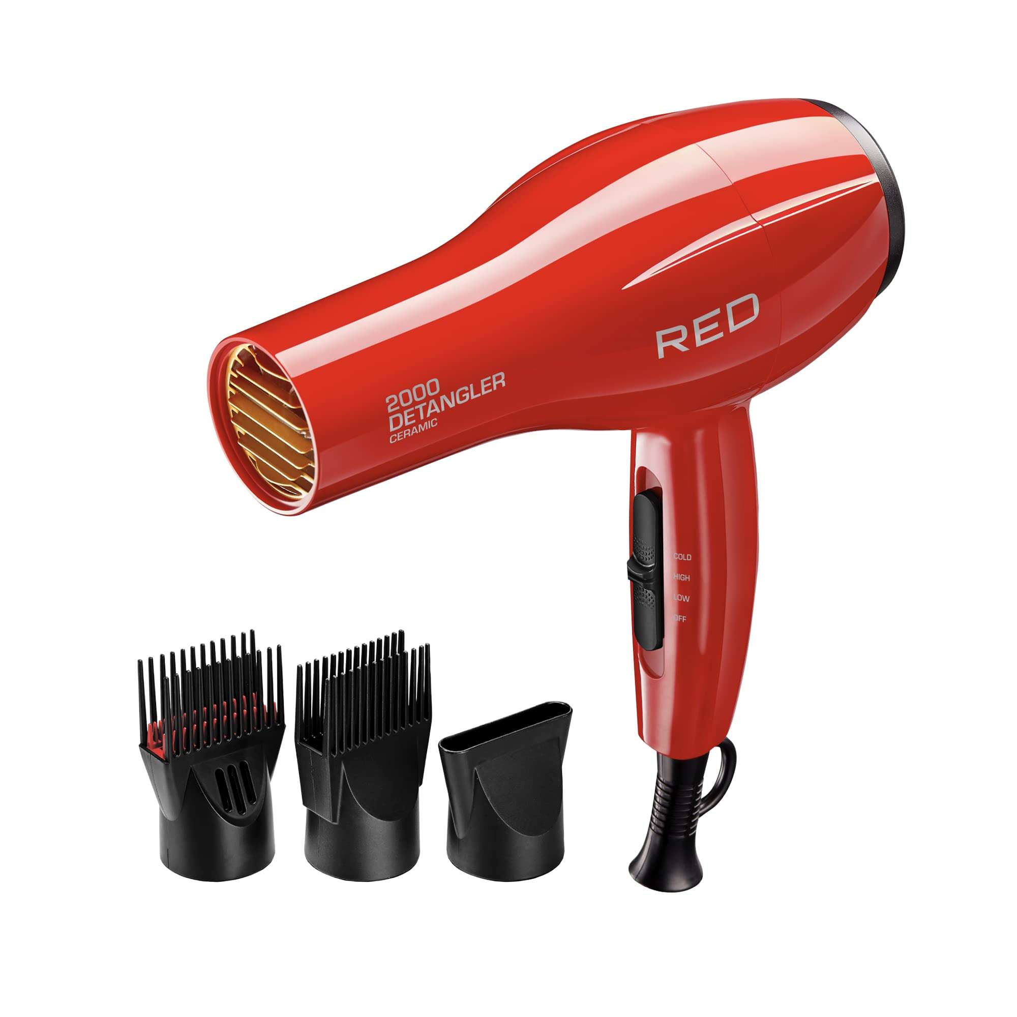 Kiss Products Red Detangler Dryer Plus 3 Attachments, 1.75 Pound - Image 1