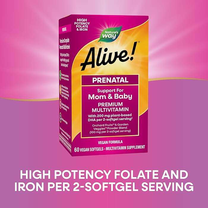 Nature's Way Alive! Complete Premium Prenatal Multivitamins for Women, Healthy Eye and Brain Development*, 60 Vegan Softgels - Image 5