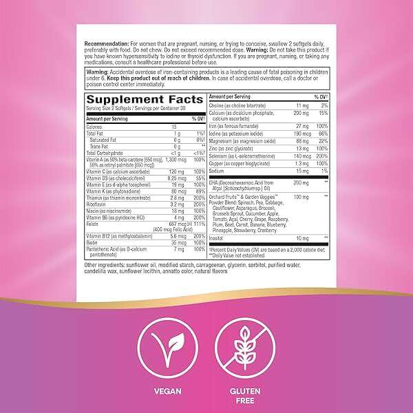 Nature's Way Alive! Complete Premium Prenatal Multivitamins for Women, Healthy Eye and Brain Development*, 60 Vegan Softgels - Image 6