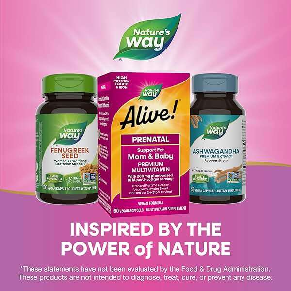 Nature's Way Alive! Complete Premium Prenatal Multivitamins for Women, Healthy Eye and Brain Development*, 60 Vegan Softgels - Image 8