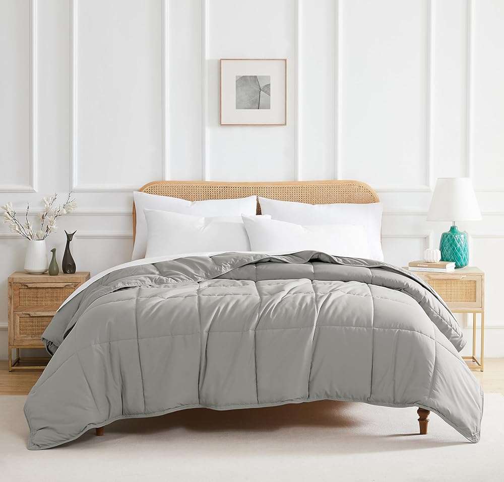 Southshore Fine Living, Inc. California King Size Comforter, Pet Hair Resistant Bedding Comforters, Oversized Down Alternative Comforter, Duvet Insert King, Hotel Bedding, Steel Grey Comforters - Image 1