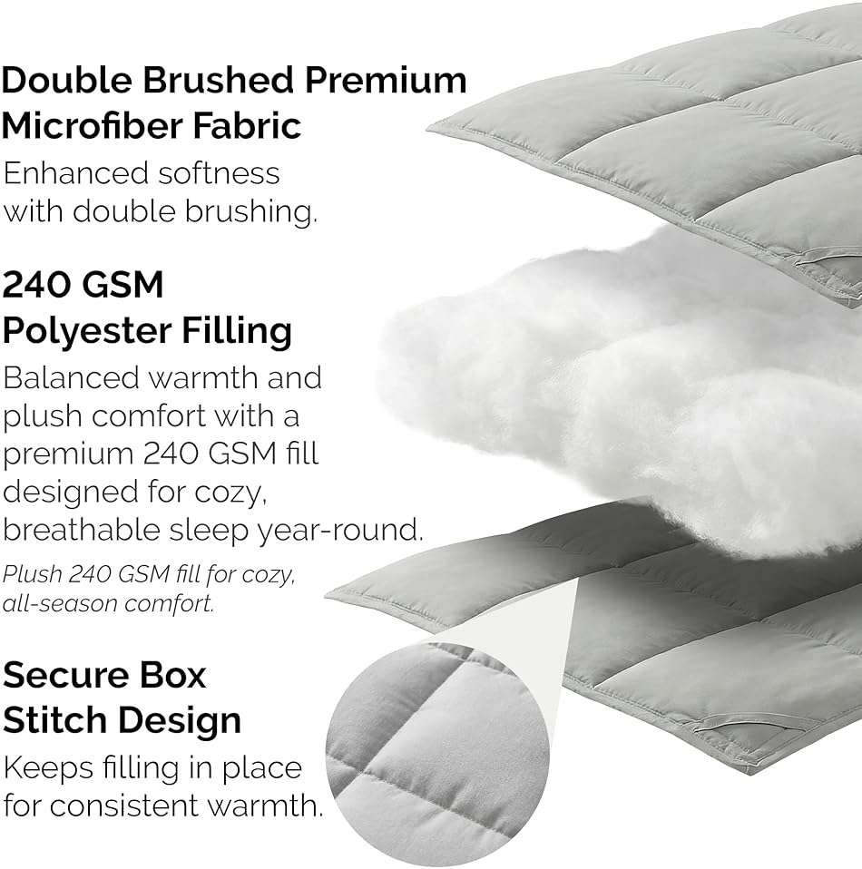 Southshore Fine Living, Inc. California King Size Comforter, Pet Hair Resistant Bedding Comforters, Oversized Down Alternative Comforter, Duvet Insert King, Hotel Bedding, Steel Grey Comforters - Image 4