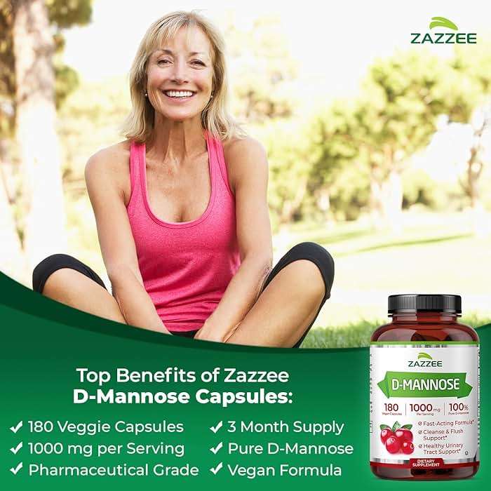 Zazzee D-Mannose, 1000 mg per Serving, 180 Vegan Capsules, 3 Month Supply, Potent & Fast-Acting, Certified Kosher, 100% Pure, All-Natural Urinary Tract Health Support, 100% Vegetarian, Non-GMO - Image 3