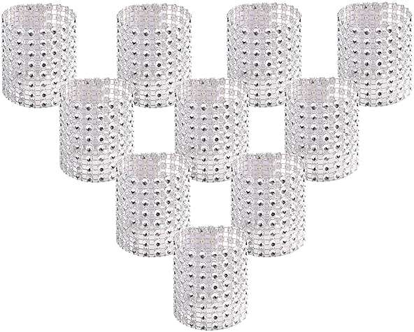 SKY CANDYBAR 100pcs Napkin Rings,Rhinestone Napkin Rings Diamond Silver for Table Decorations,Wedding,Dinner,Party,DIY Decoration - Image 1