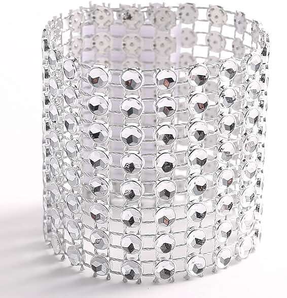 SKY CANDYBAR 100pcs Napkin Rings,Rhinestone Napkin Rings Diamond Silver for Table Decorations,Wedding,Dinner,Party,DIY Decoration - Image 2
