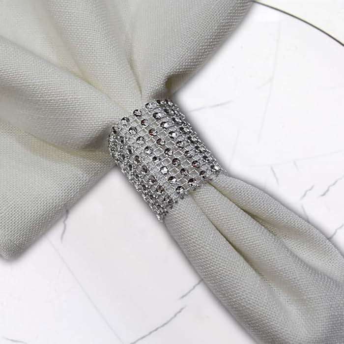 SKY CANDYBAR 100pcs Napkin Rings,Rhinestone Napkin Rings Diamond Silver for Table Decorations,Wedding,Dinner,Party,DIY Decoration - Image 8