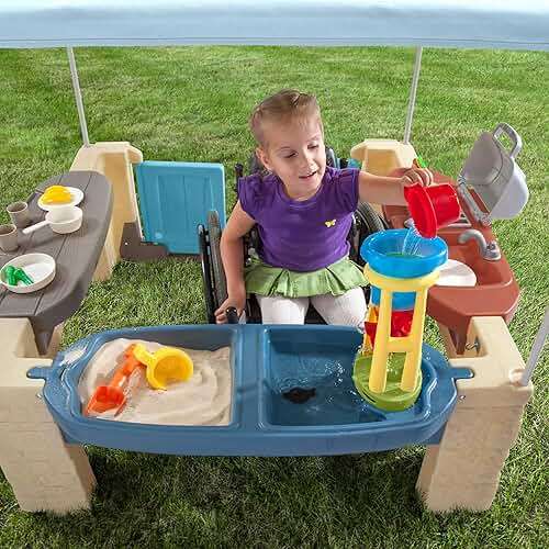 Step2 All Around Playtime Patio with Canopy Playset – Shaded Outdoor Playhouse for Kids with Realistic, Interactive Features, Room for Multiple Toddlers to Play – Dimensions: 60" H x 47.5" W x 47.5" D - Image 2