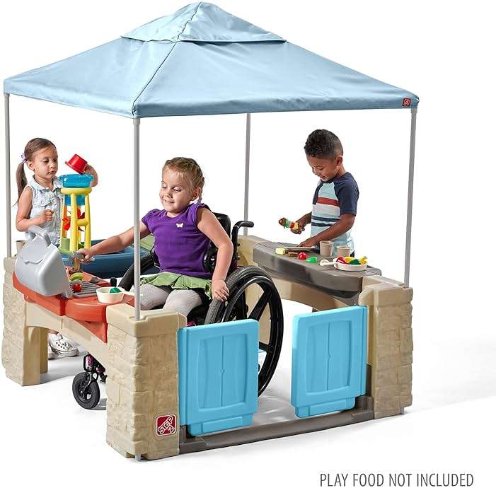 Step2 All Around Playtime Patio with Canopy Playset – Shaded Outdoor Playhouse for Kids with Realistic, Interactive Features, Room for Multiple Toddlers to Play – Dimensions: 60" H x 47.5" W x 47.5" D - Image 3