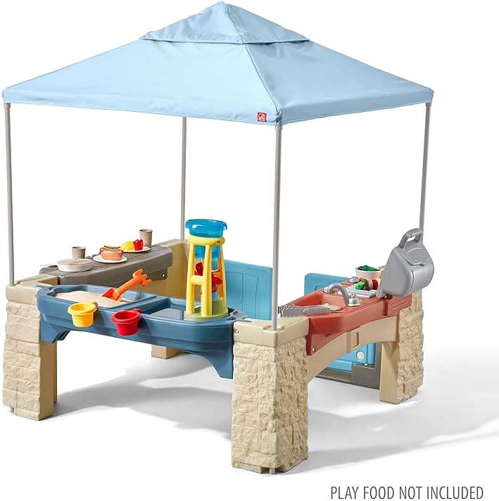 Step2 All Around Playtime Patio with Canopy Playset – Shaded Outdoor Playhouse for Kids with Realistic, Interactive Features, Room for Multiple Toddlers to Play – Dimensions: 60" H x 47.5" W x 47.5" D - Image 4
