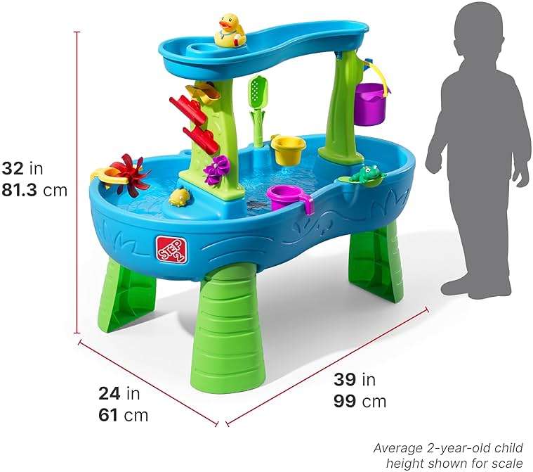 Step2 Rain Showers Splash Pond Water Table, Kids Water and Sand Activity Sensory Playset, Summer Outdoor Toys, 13 Piece Water Toy Accessories, For Toddlers 1.5+ Years Old, Blue & Green - Image 3