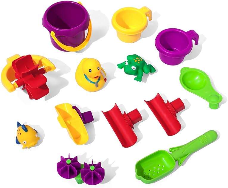 Step2 Rain Showers Splash Pond Water Table, Kids Water and Sand Activity Sensory Playset, Summer Outdoor Toys, 13 Piece Water Toy Accessories, For Toddlers 1.5+ Years Old, Blue & Green - Image 7