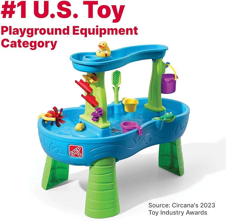 Step2 Rain Showers Splash Pond Water Table, Kids Water and Sand Activity Sensory Playset, Summer Outdoor Toys, 13 Piece Water Toy Accessories, For Toddlers 1.5+ Years Old, Blue & Green - Image 8
