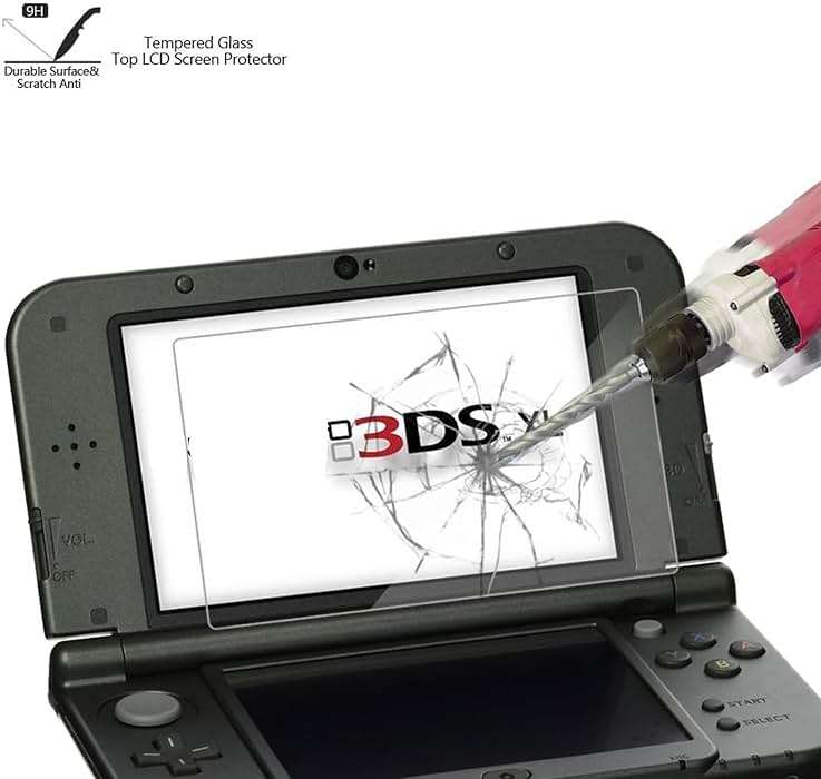 AKWOX (2 in 1) Tempered Glass Screen Protector + HD Clear Crystal PET Screen Protective Filter Compatible with 3DS XL/New 3DS XL - Image 2