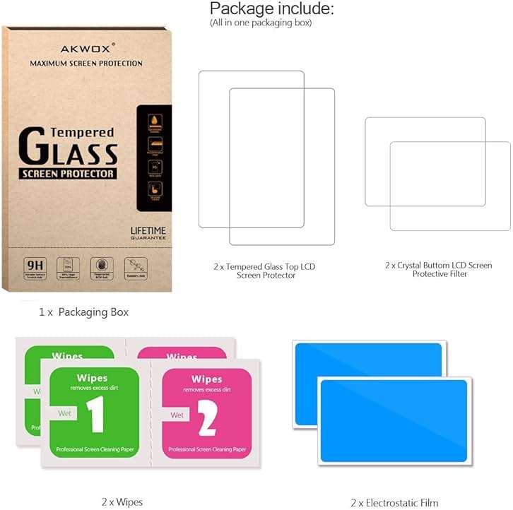 AKWOX (2 in 1) Tempered Glass Screen Protector + HD Clear Crystal PET Screen Protective Filter Compatible with 3DS XL/New 3DS XL - Image 4