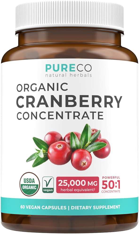 Organic Cranberry Pills - Vegan Supplement for Urinary Tract Health & Kidney Cleanse - Cranberry Pills for Women 500mg 50:1 Cranberry Concentrate Per Serving - Urinary Tract Support - 60 Capsules - Image 1