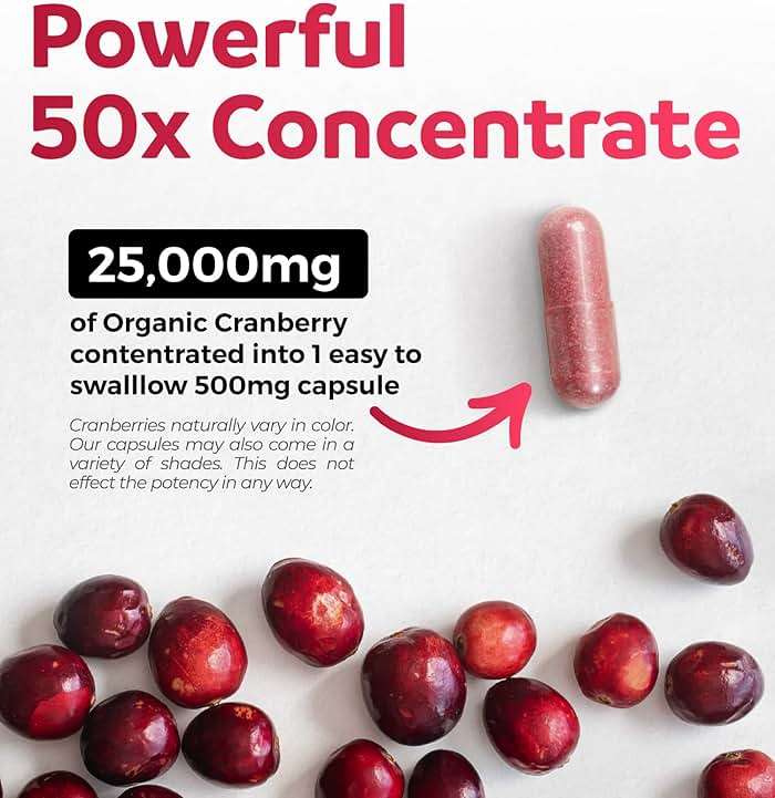 Organic Cranberry Pills - Vegan Supplement for Urinary Tract Health & Kidney Cleanse - Cranberry Pills for Women 500mg 50:1 Cranberry Concentrate Per Serving - Urinary Tract Support - 60 Capsules - Image 2