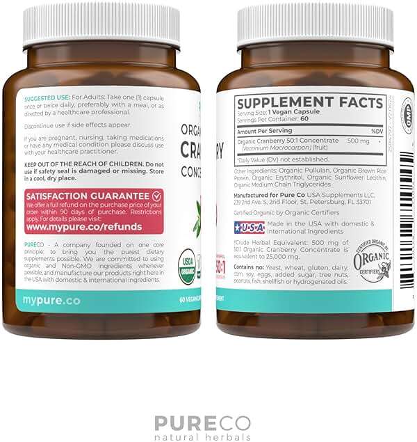 Organic Cranberry Pills - Vegan Supplement for Urinary Tract Health & Kidney Cleanse - Cranberry Pills for Women 500mg 50:1 Cranberry Concentrate Per Serving - Urinary Tract Support - 60 Capsules - Image 9