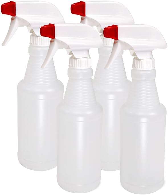 Pinnacle Mercantile Plastic Spray Bottles USA Made 4 Pack 16 oz Leak Proof Empty Refillable Mist/Stream for Cleaning Solutions, Plants, Hair, Bleach, Vinegar, Alcohol Safe - Image 1