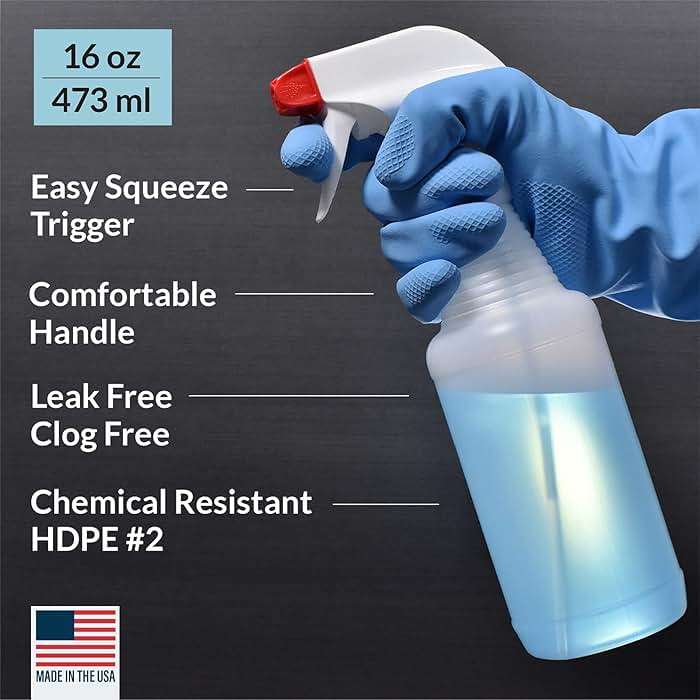 Pinnacle Mercantile Plastic Spray Bottles USA Made 4 Pack 16 oz Leak Proof Empty Refillable Mist/Stream for Cleaning Solutions, Plants, Hair, Bleach, Vinegar, Alcohol Safe - Image 2