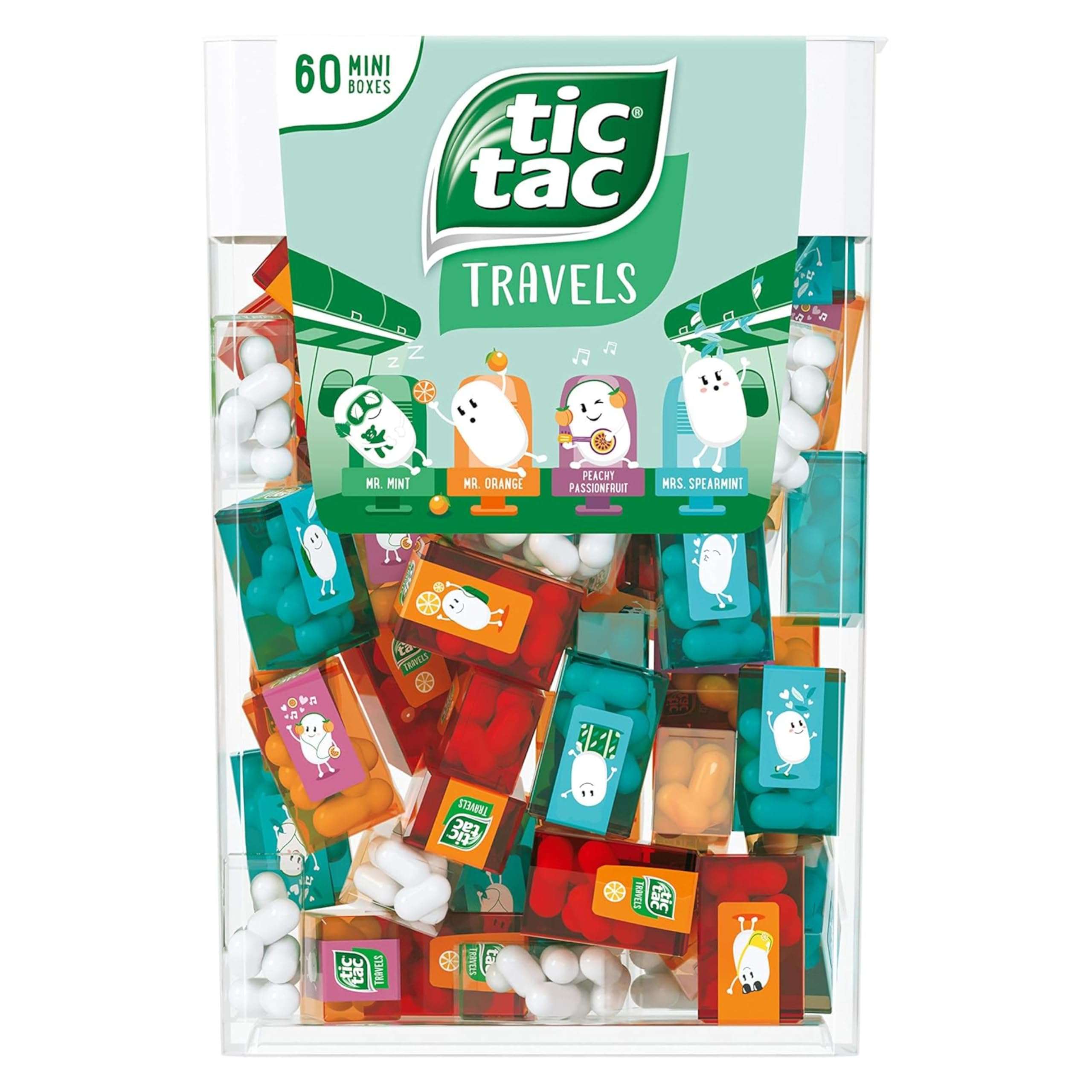 TIC TAC Box with 60 Mini Boxes (Mint, Orange, Spearmint, Peach and Passion fruit) 234g by Tic Tac - Image 1