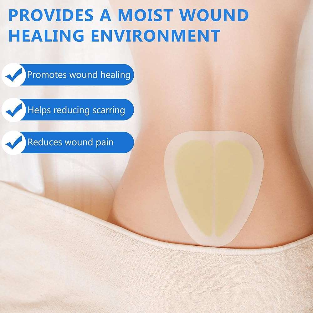 LotFancy Sacral Hydrocolloid Dressing, 6”x7”, Pack of 5, Sterile Thin Bordered Hydrocolloid Bandages, Sacrum Wound Gel Patches for Fast Healing, Water-Resistant, Individually Packed - Image 2