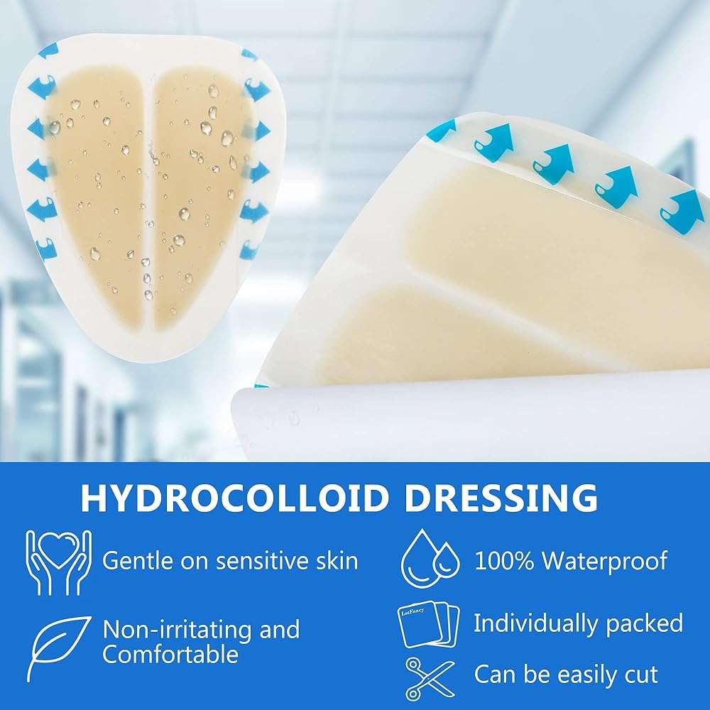 LotFancy Sacral Hydrocolloid Dressing, 6”x7”, Pack of 5, Sterile Thin Bordered Hydrocolloid Bandages, Sacrum Wound Gel Patches for Fast Healing, Water-Resistant, Individually Packed - Image 3