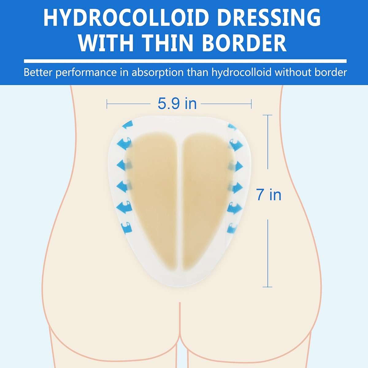 LotFancy Sacral Hydrocolloid Dressing, 6”x7”, Pack of 5, Sterile Thin Bordered Hydrocolloid Bandages, Sacrum Wound Gel Patches for Fast Healing, Water-Resistant, Individually Packed - Image 4